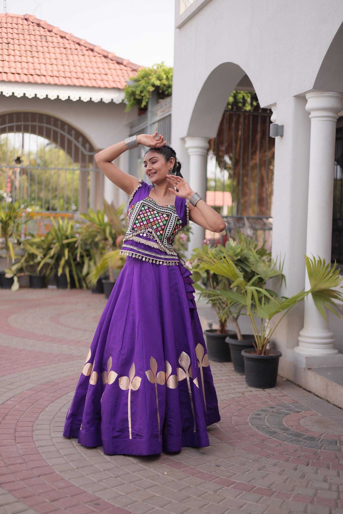 Heavy Roman Silk Traditional Lehenga in White