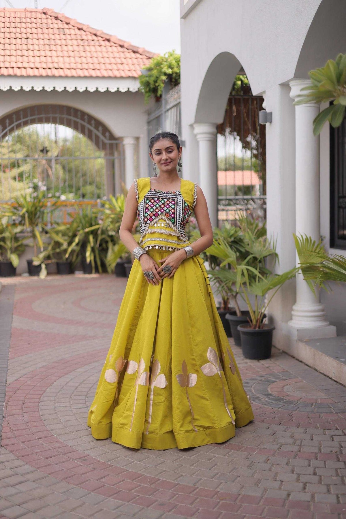 Heavy Roman Silk Traditional Lehenga in White