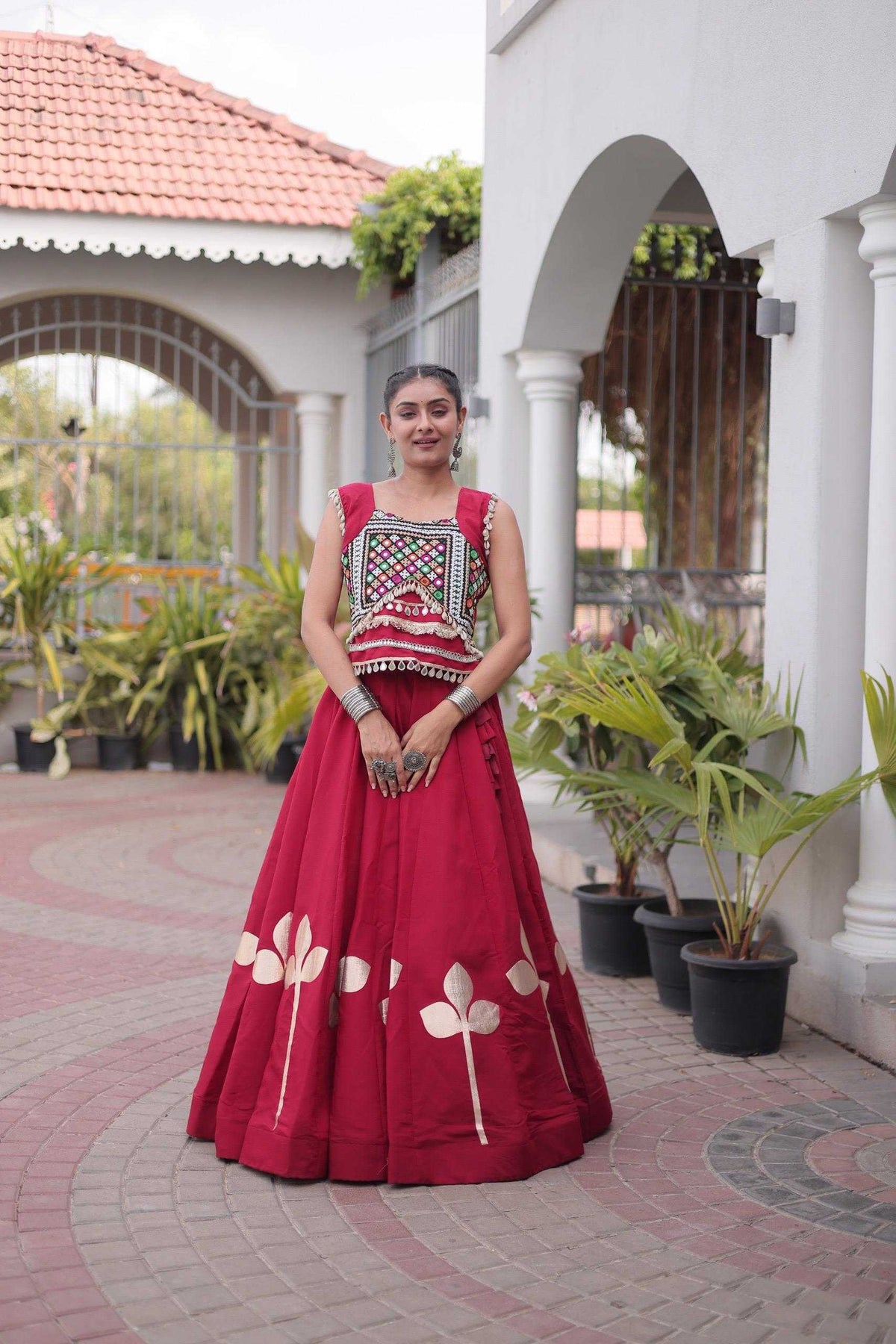 Heavy Roman Silk Traditional Lehenga in White