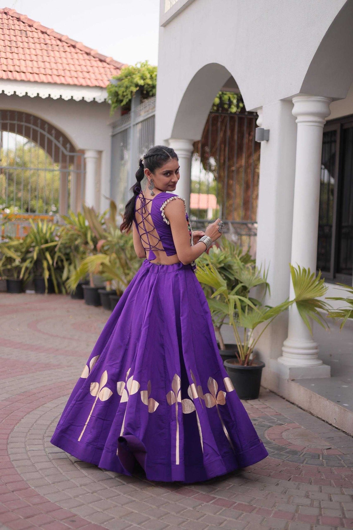 Heavy Roman Silk Traditional Lehenga in White
