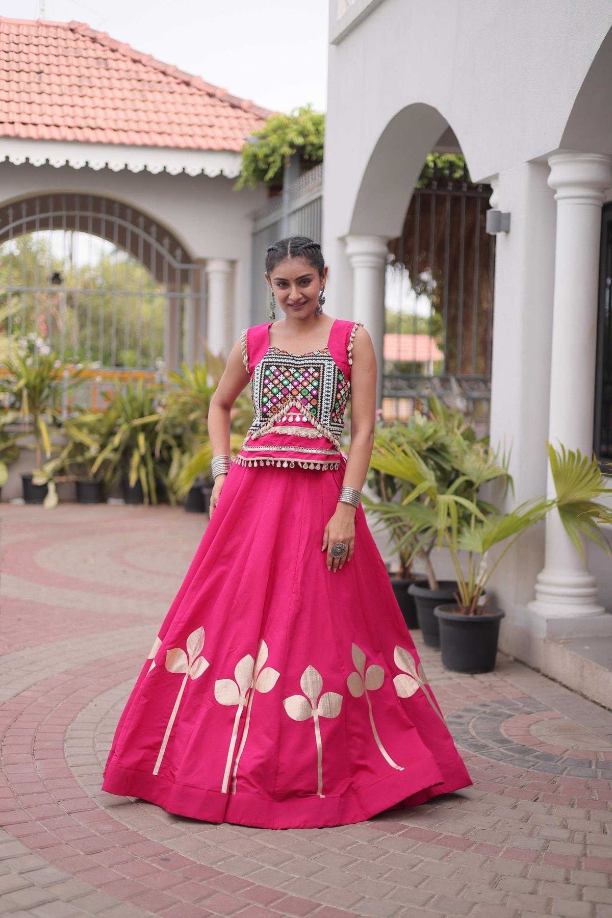 Heavy Roman Silk Traditional Lehenga in White