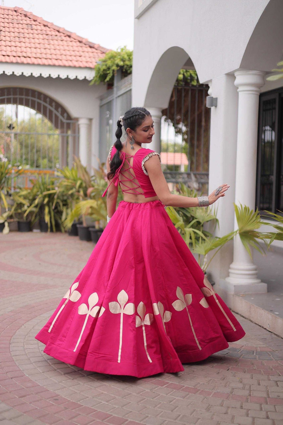 Heavy Roman Silk Traditional Lehenga in White