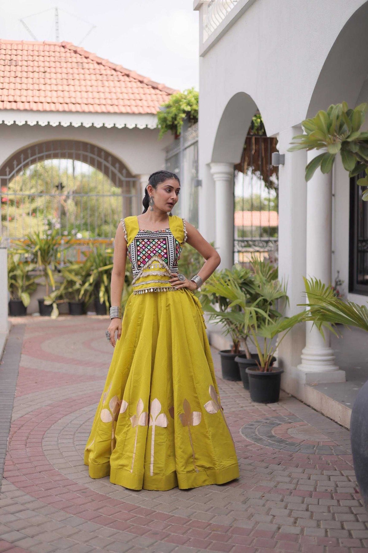 Heavy Roman Silk Traditional Lehenga in White