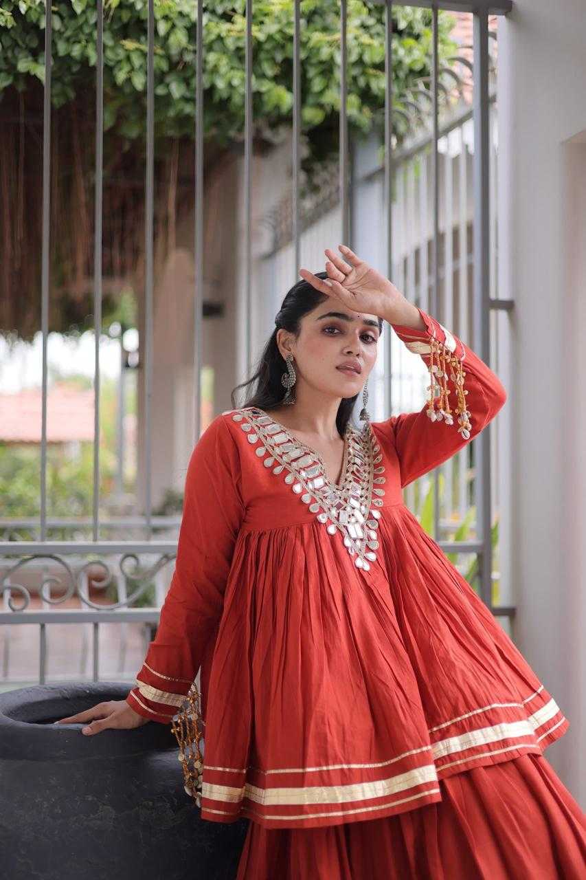 Cotton Traditional Lehenga in Pista