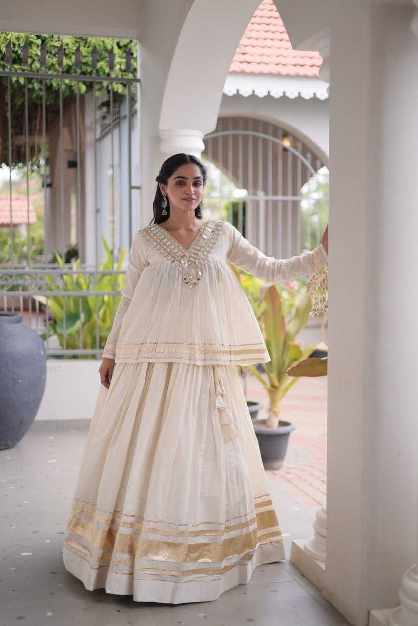 Cotton Traditional Lehenga in Pista