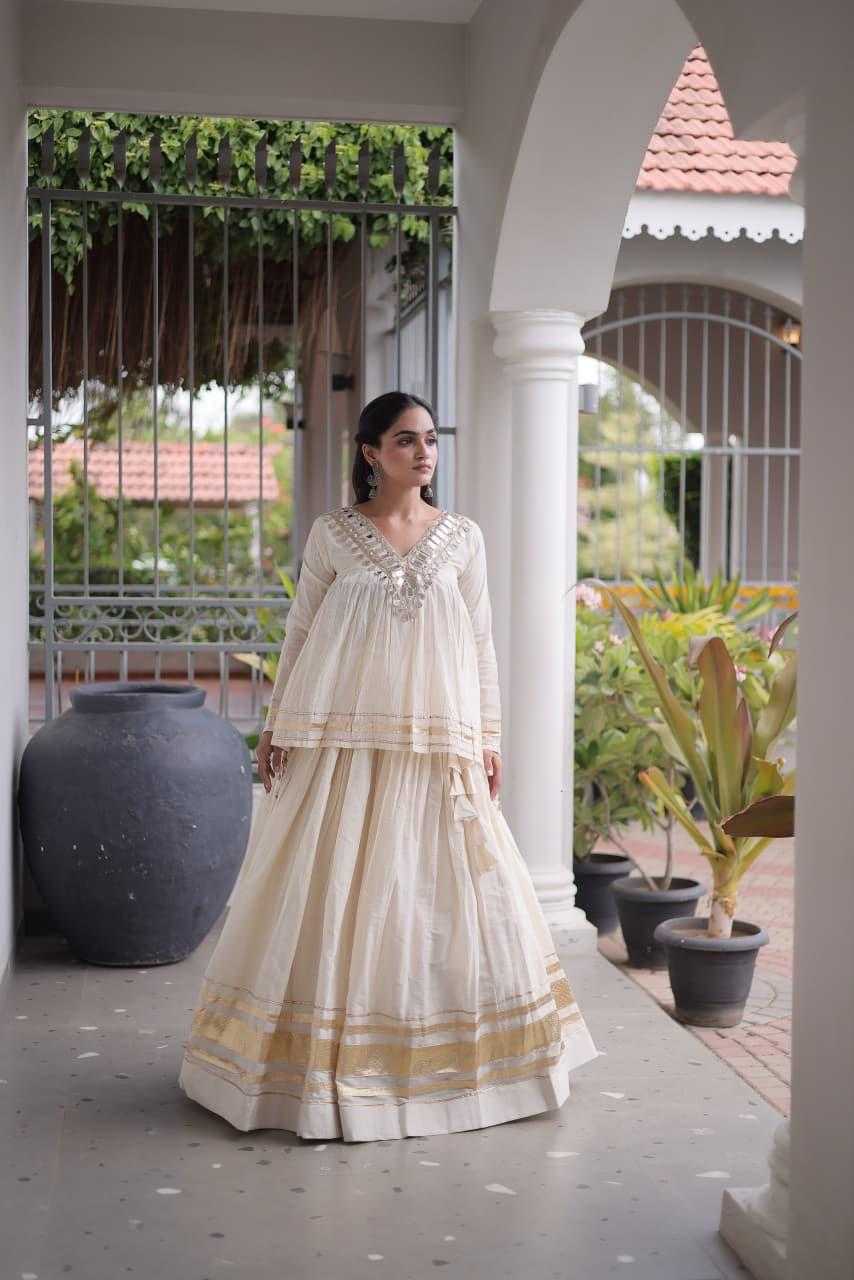 Cotton Traditional Lehenga in Pista