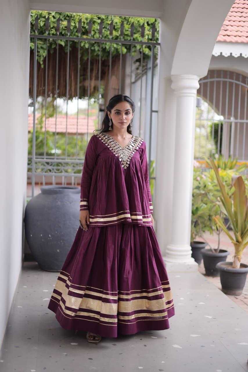 Cotton Traditional Lehenga in Pista