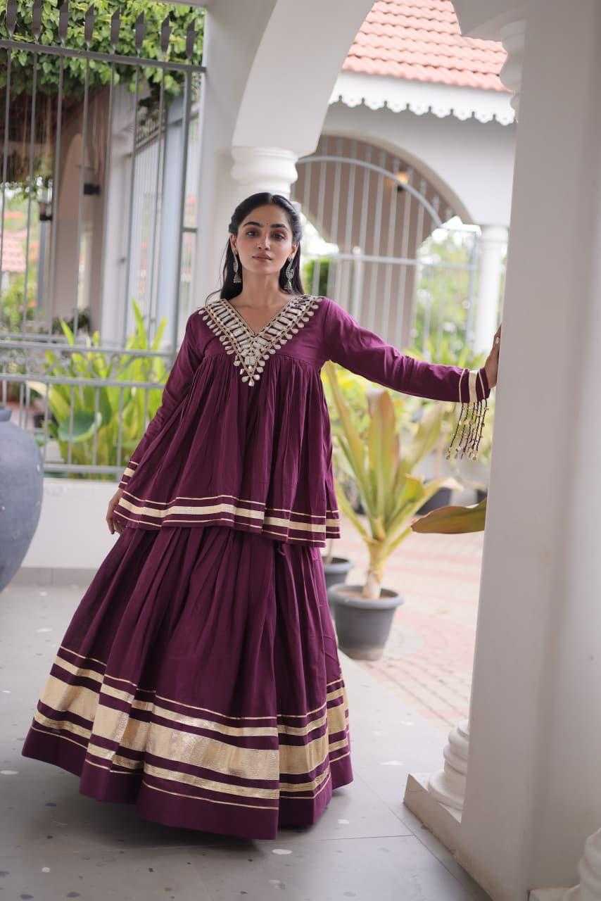 Cotton Traditional Lehenga in Pista