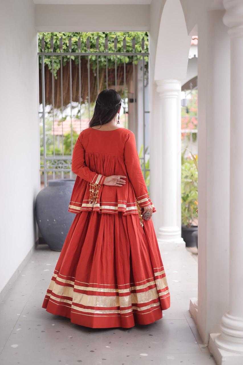 Cotton Traditional Lehenga in Pista