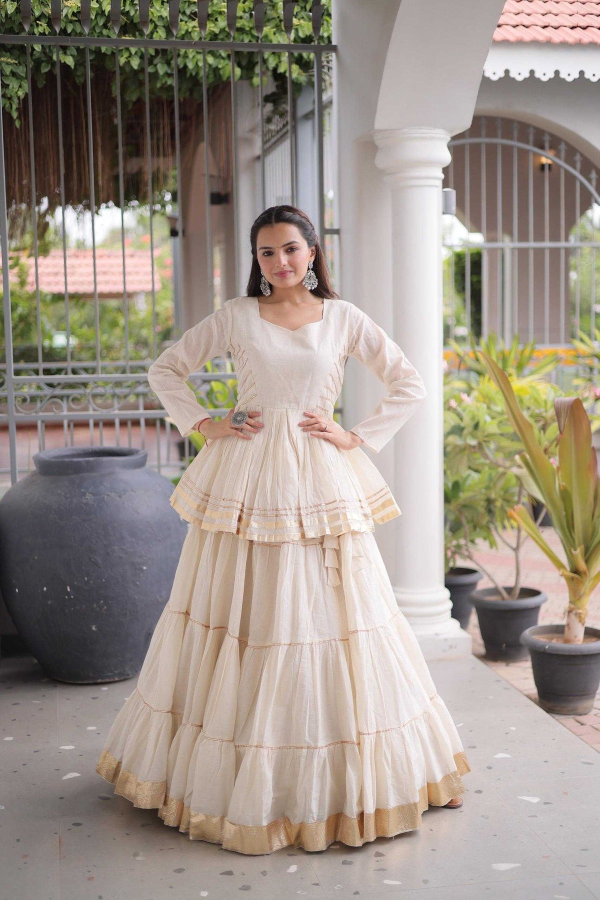 Cotton Traditional Lehenga in White