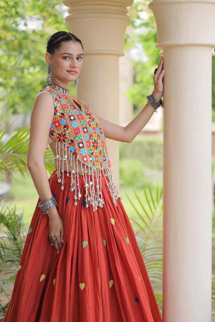 Cotton Designer Lehenga in Orange