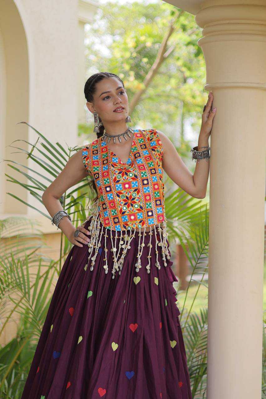Cotton Designer Lehenga in Dark Wine