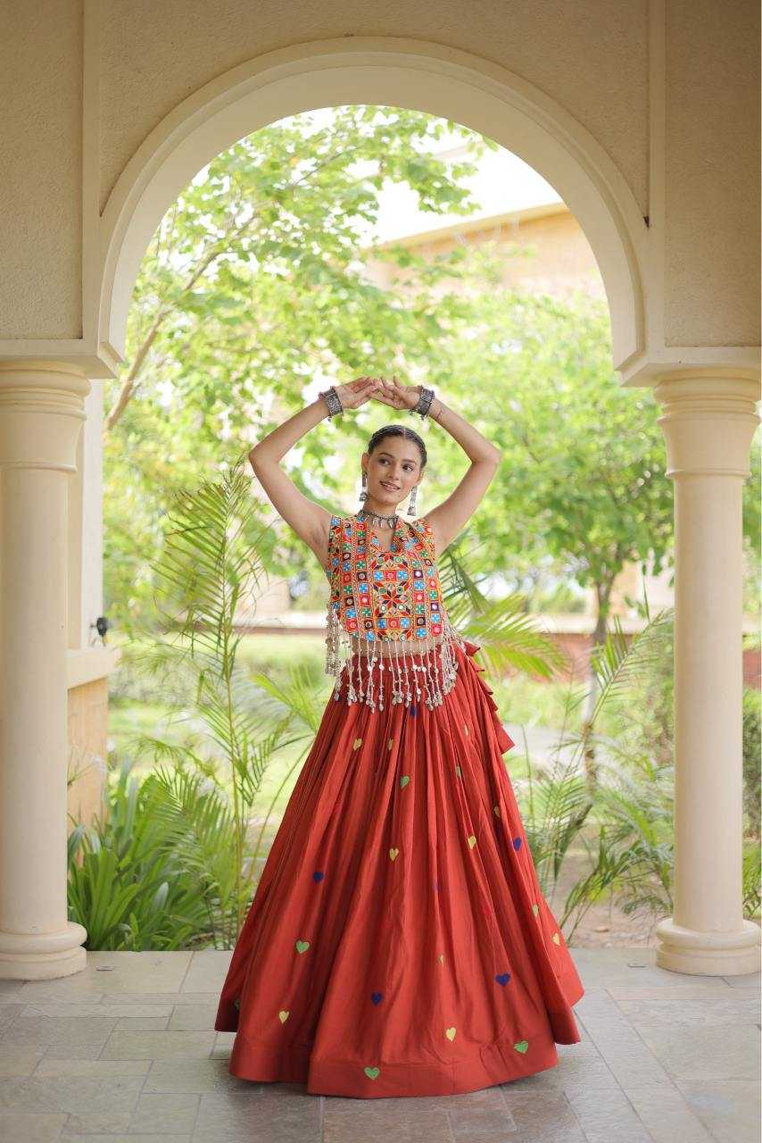 Cotton Designer Lehenga in Orange