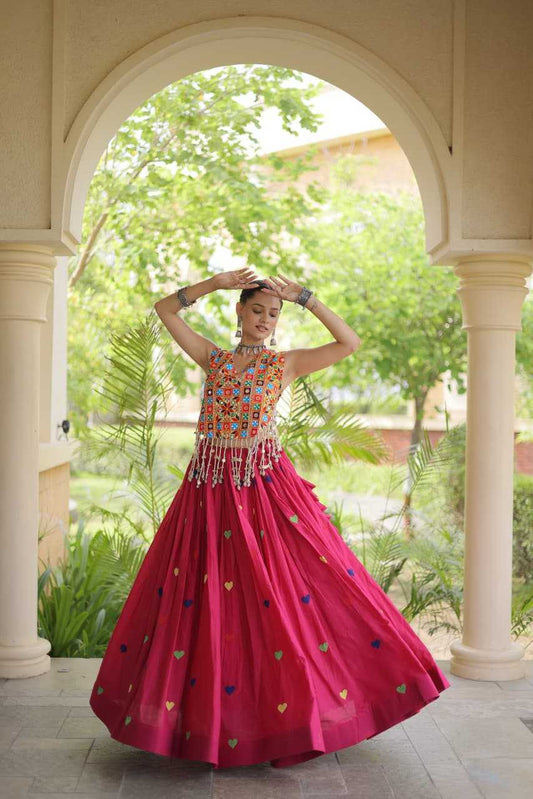 Cotton Designer Lehenga in Dark Wine