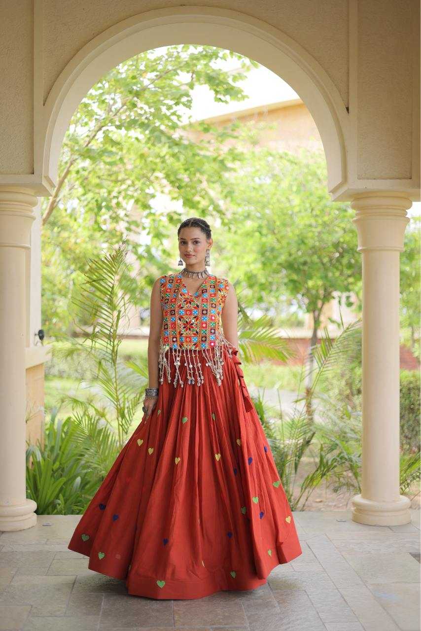 Cotton Designer Lehenga in Orange