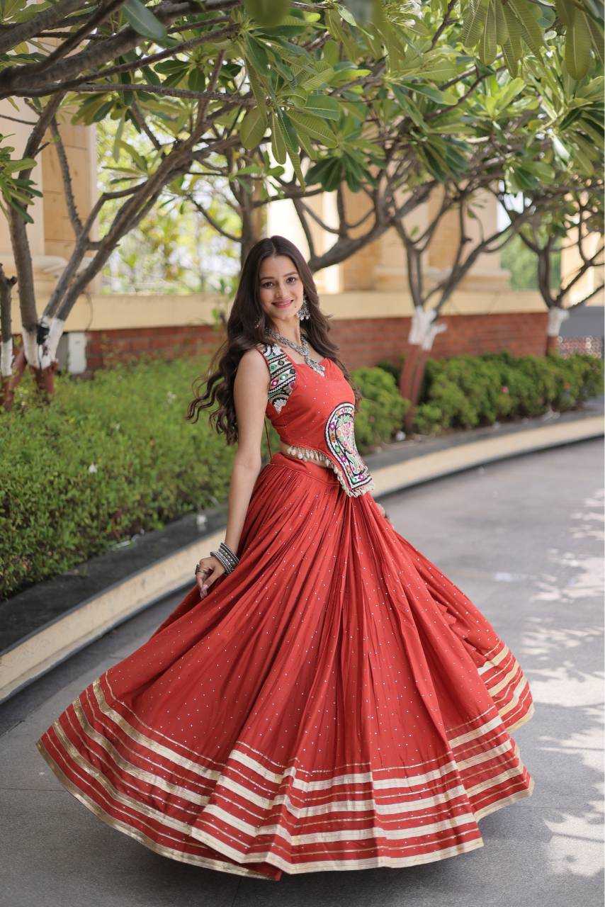 Rayon Designer Lehenga in Morpich