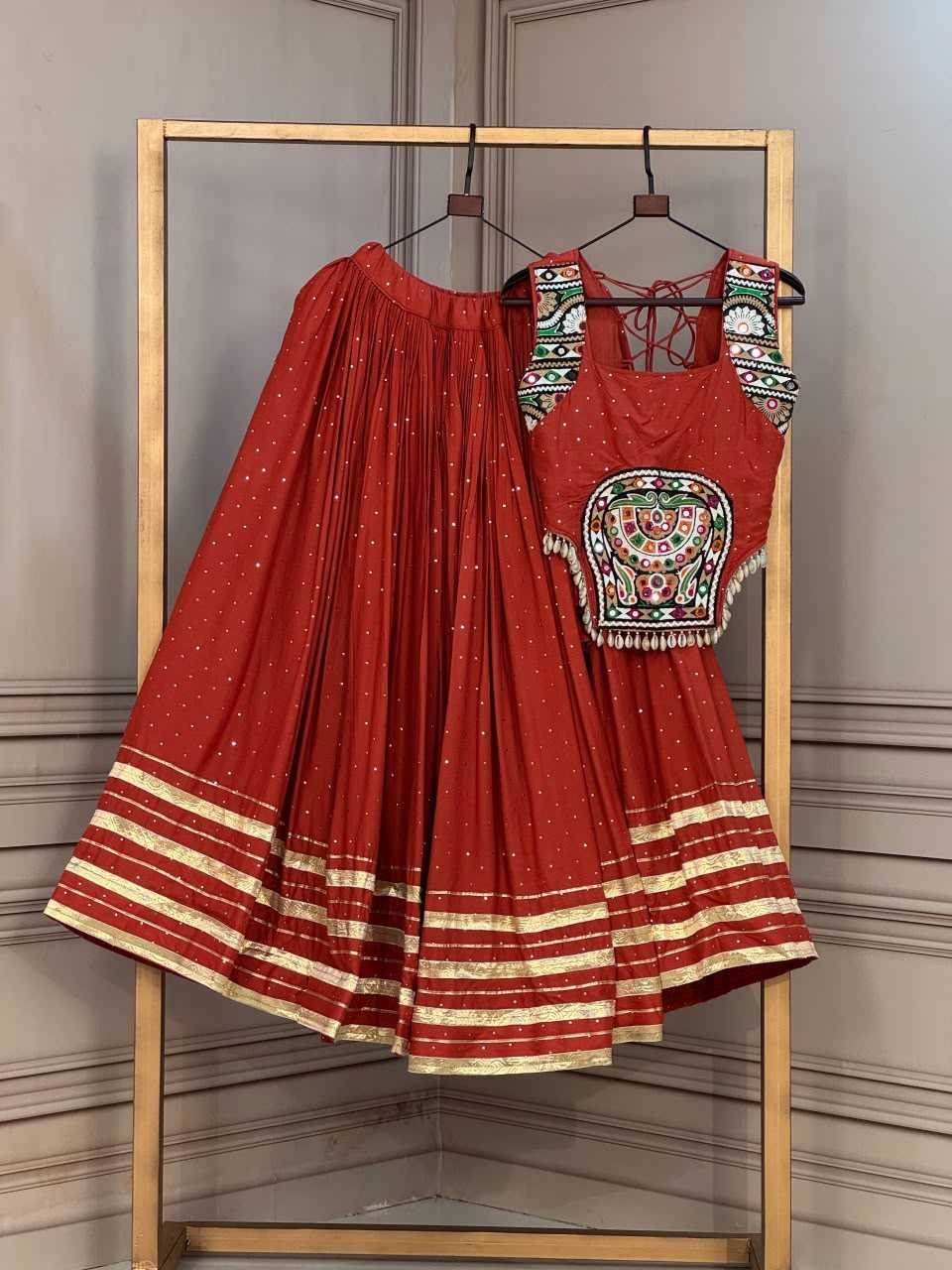 Rayon Designer Lehenga in Red