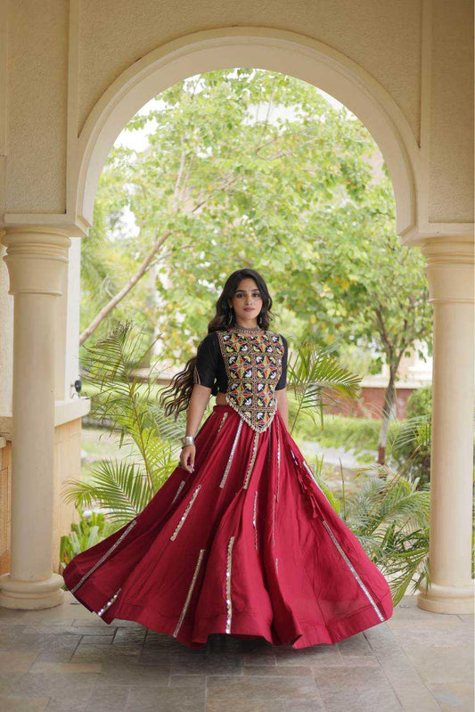 Rayon Traditional Lehenga in Rani