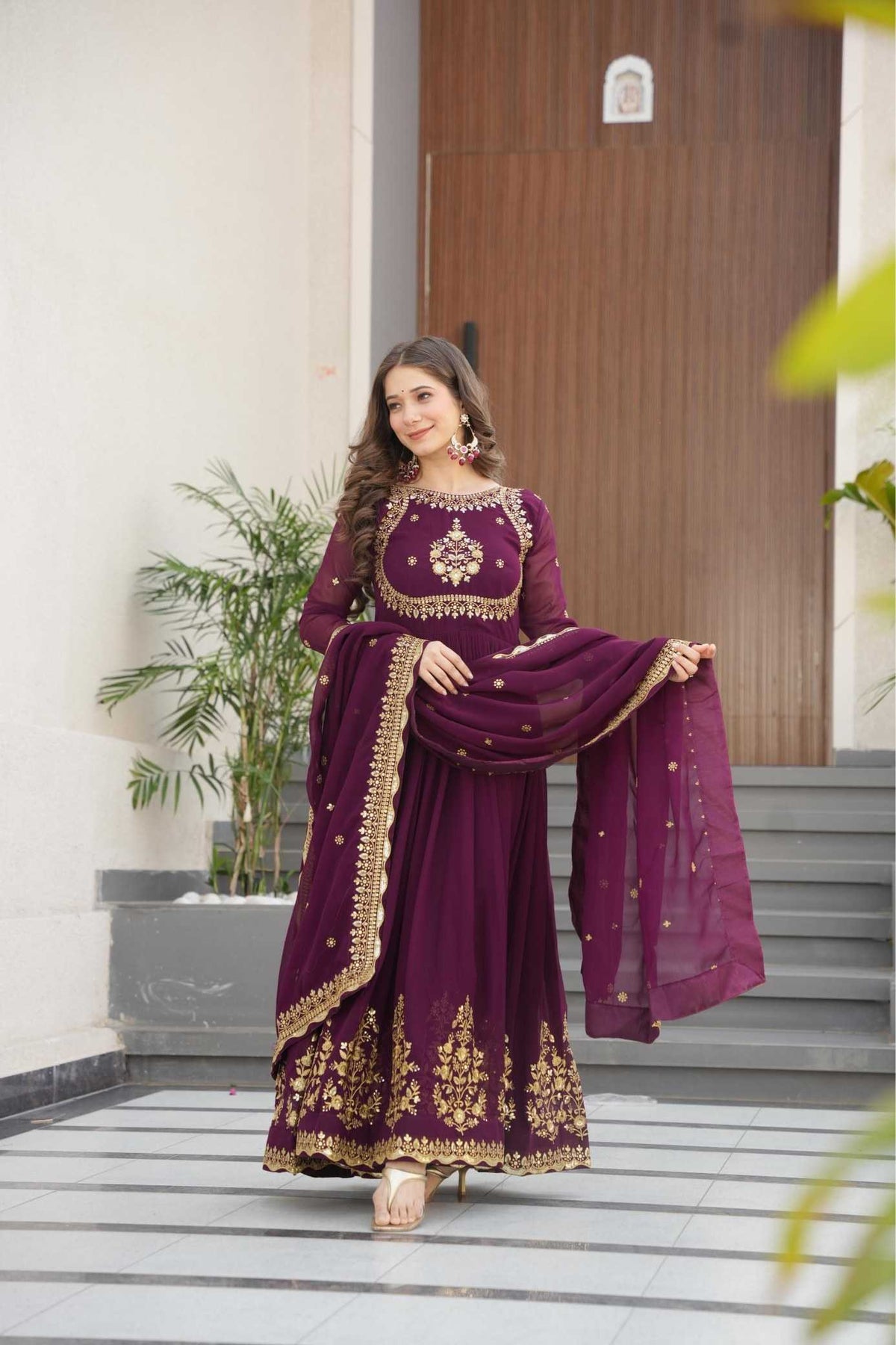 Faux Blooming Georgette Gown