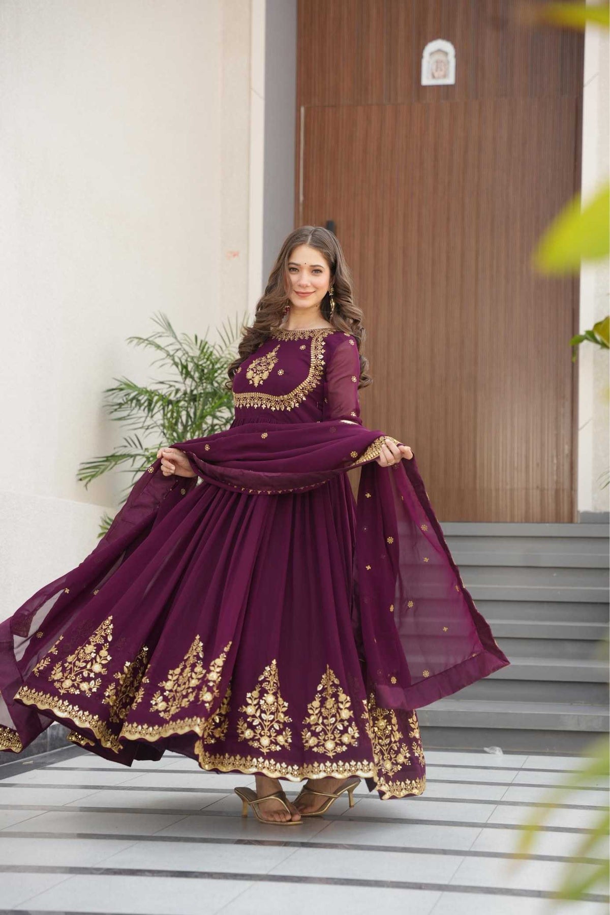 Faux Blooming Georgette Gown