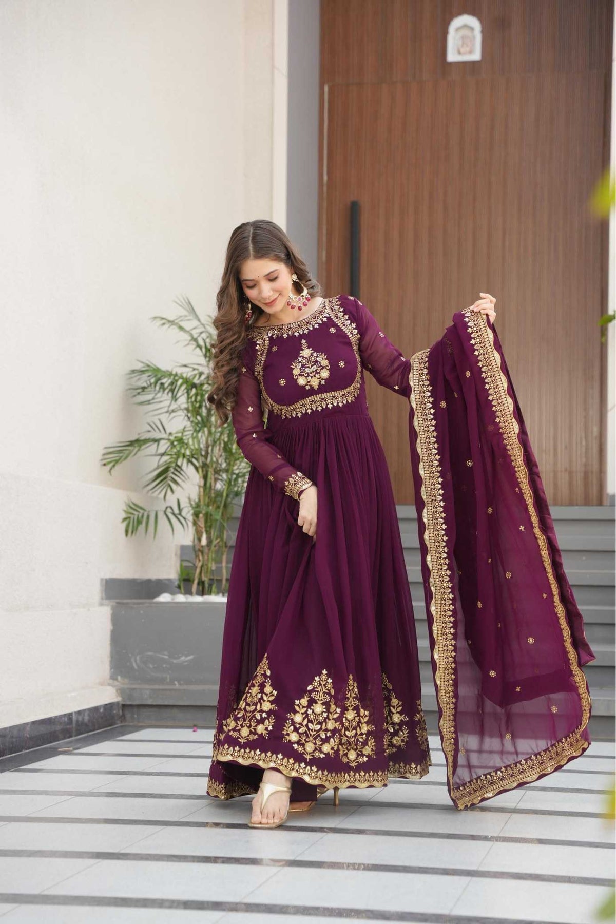 Faux Blooming Georgette Gown