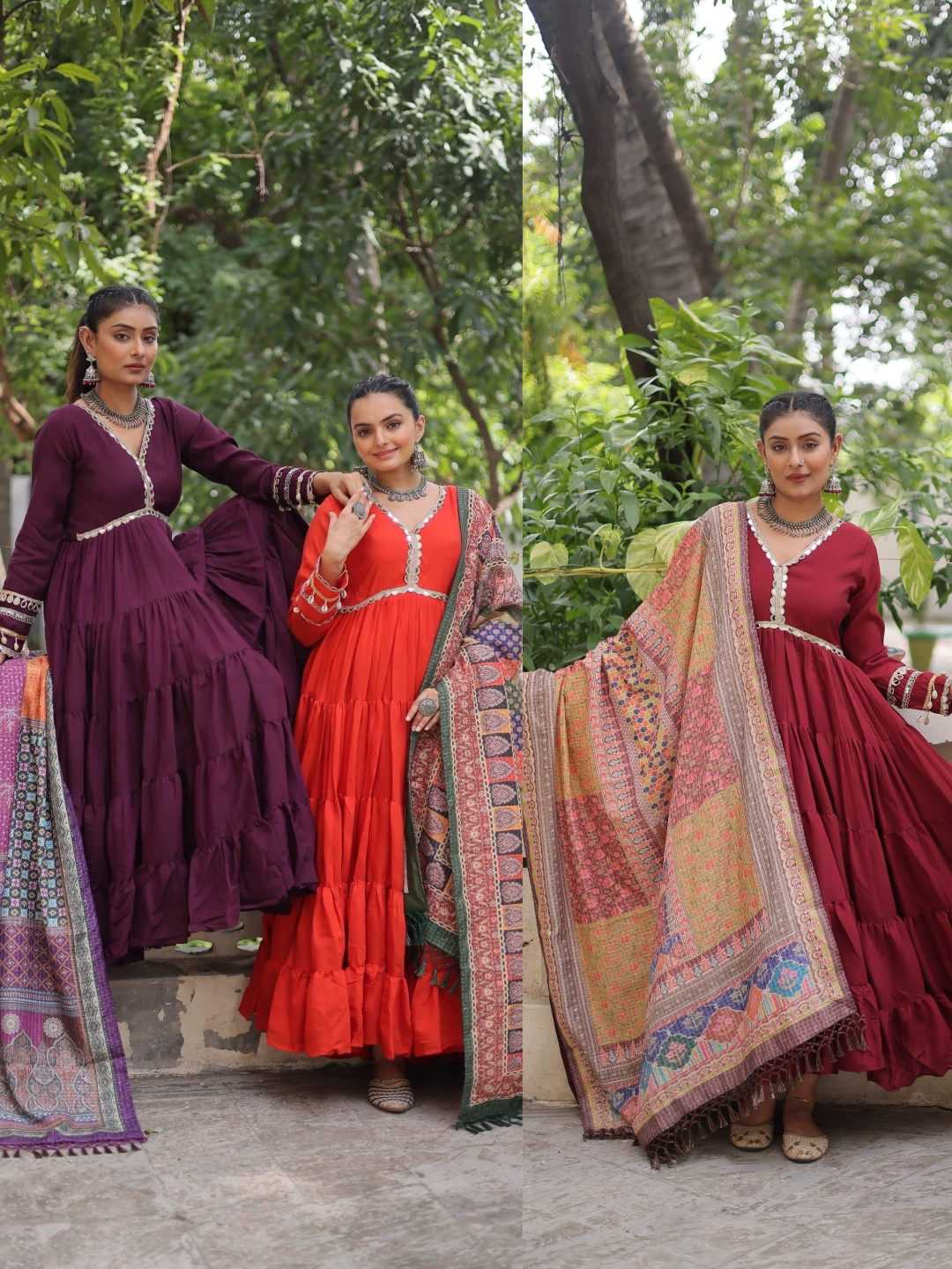 Heavy Roman Silk Fancy Gown in Dark Wine