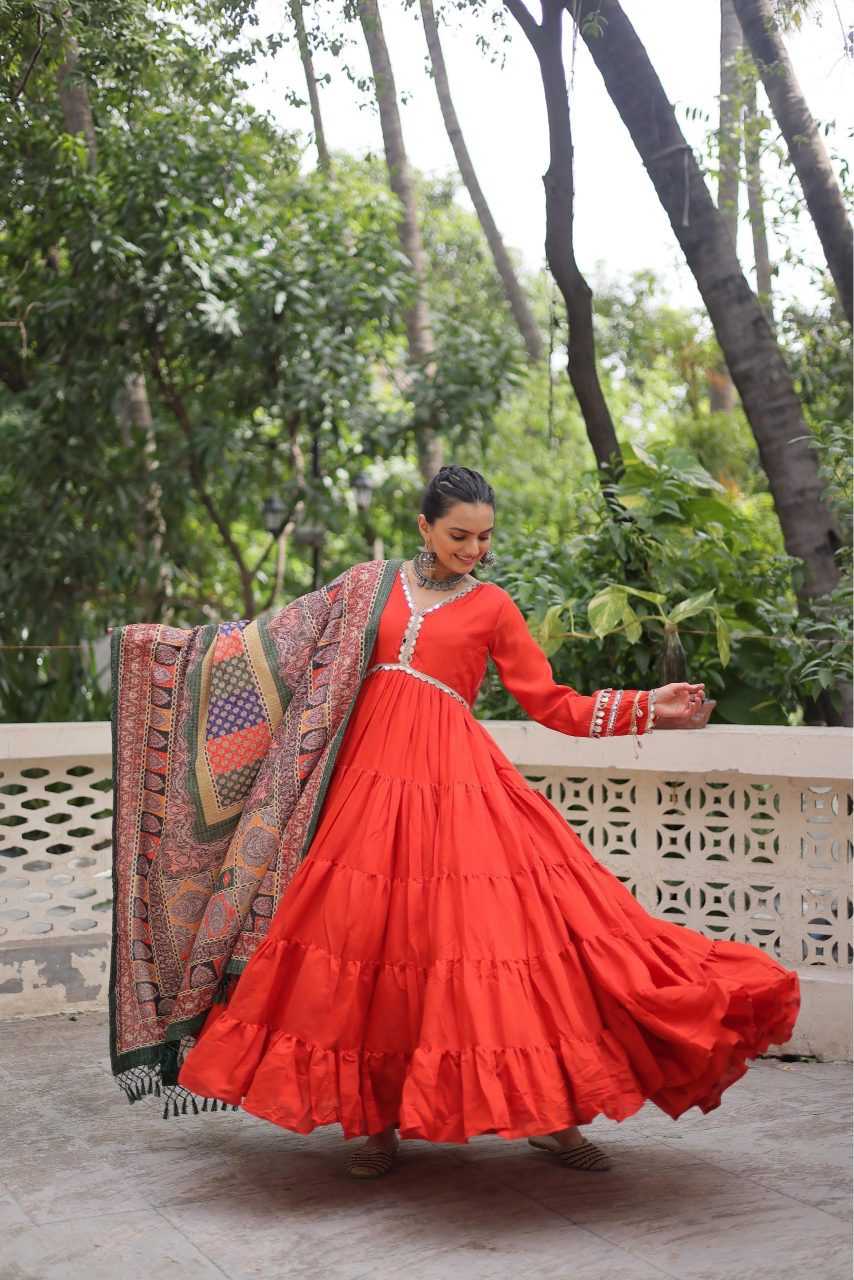 Heavy Roman Silk Fancy Gown in Dark Wine