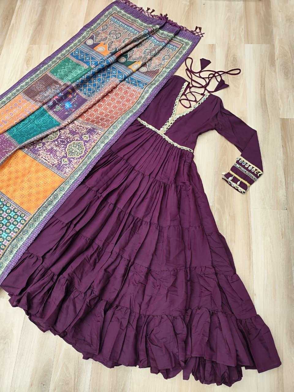 Heavy Roman Silk Fancy Gown in Dark Wine