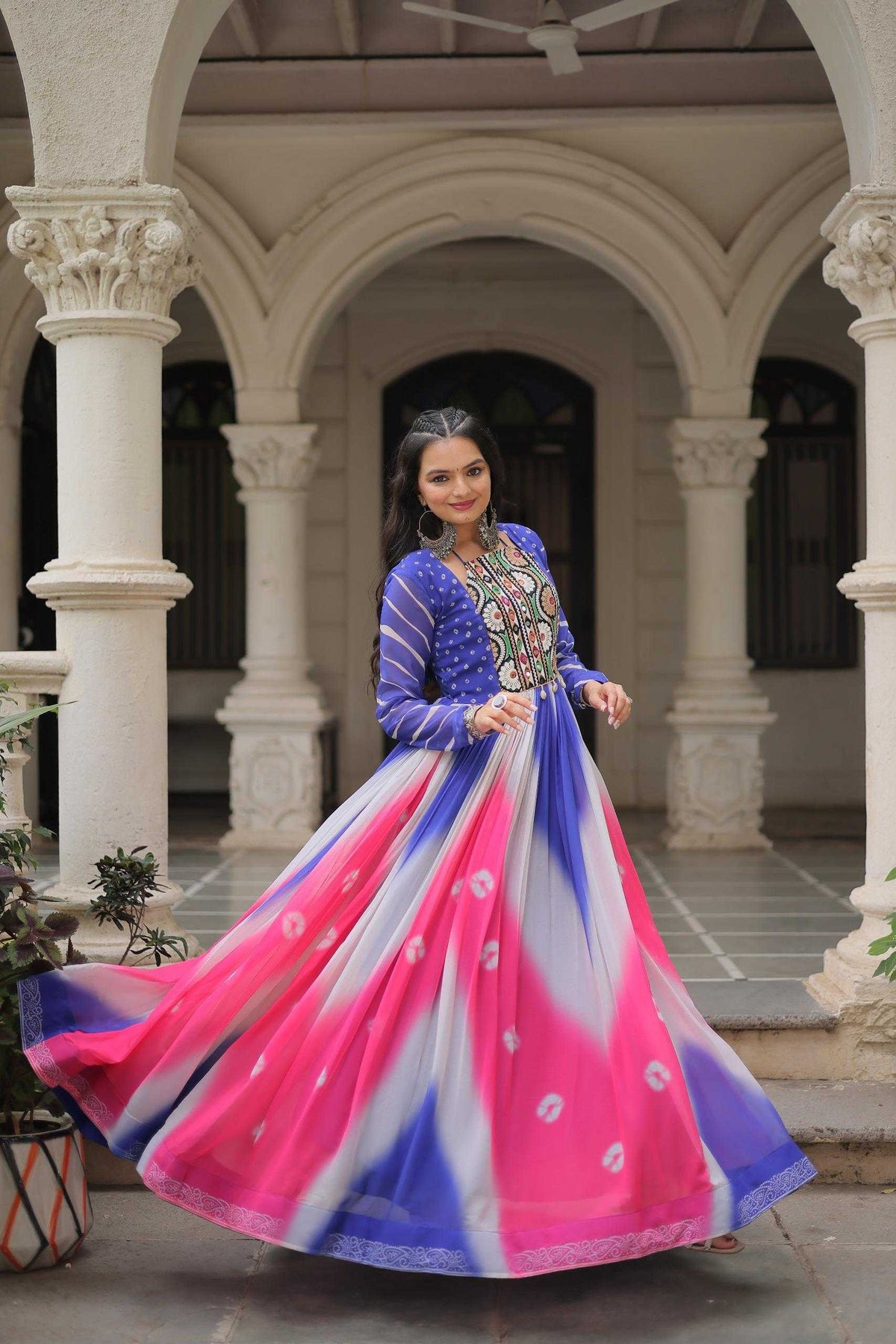 Faux Georgette Printed Gown 9278