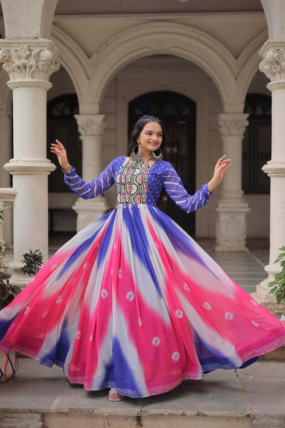 Faux Georgette Printed Gown 9278