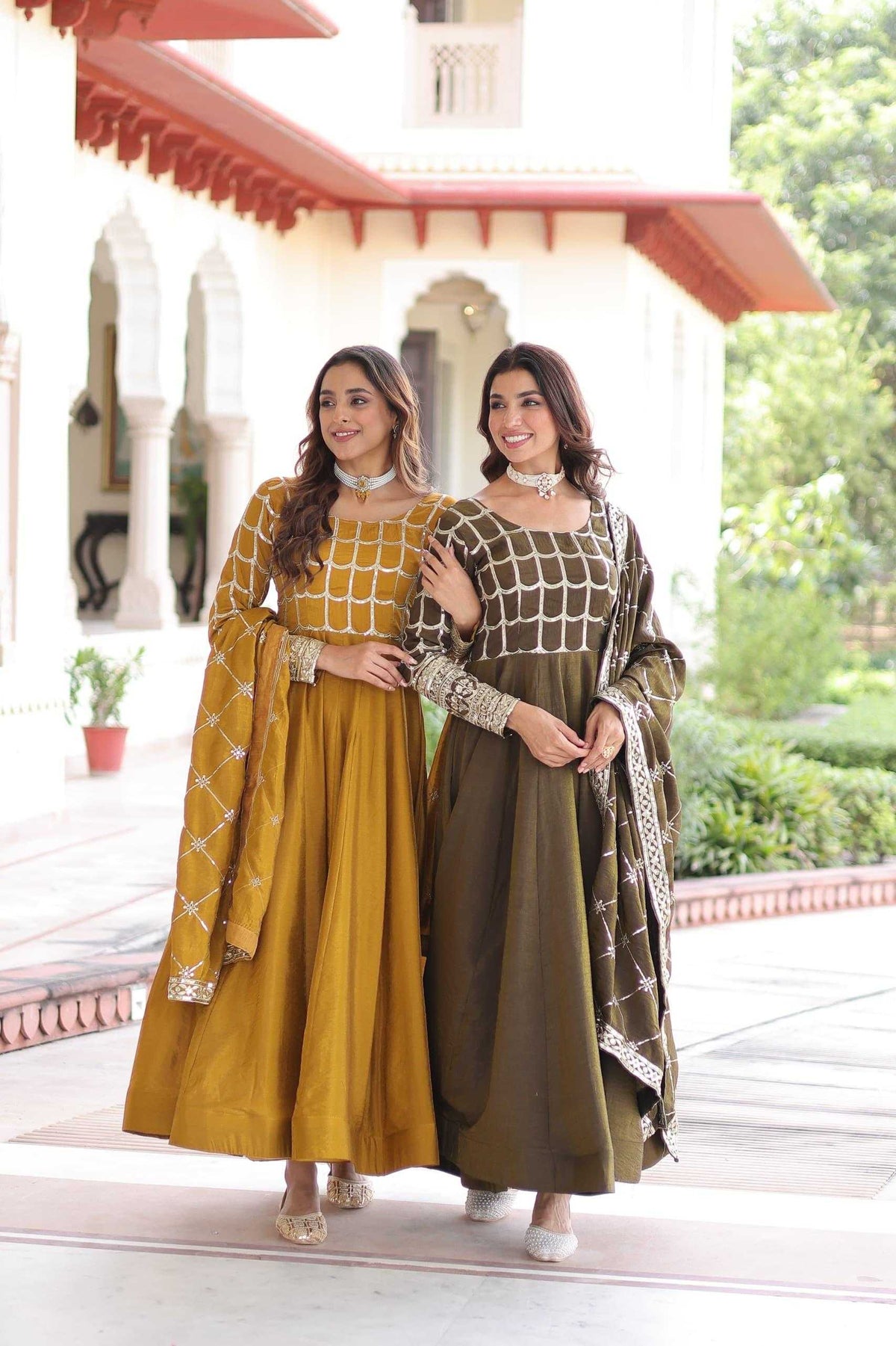 Soft Vichitra Embroidery Gown