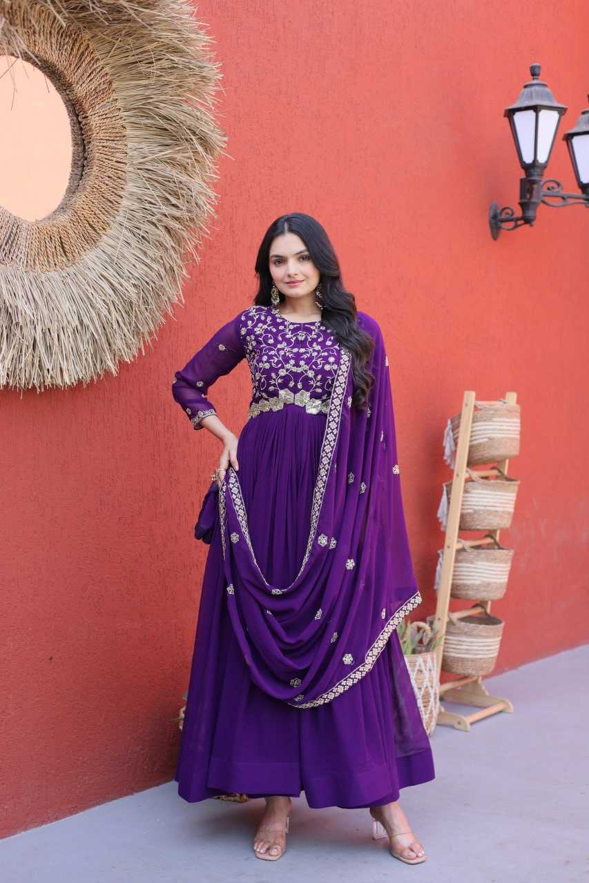 Faux Blooming Embroidery Gown