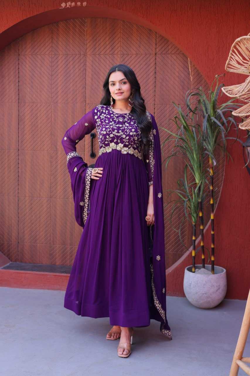 Faux Blooming Embroidery Gown
