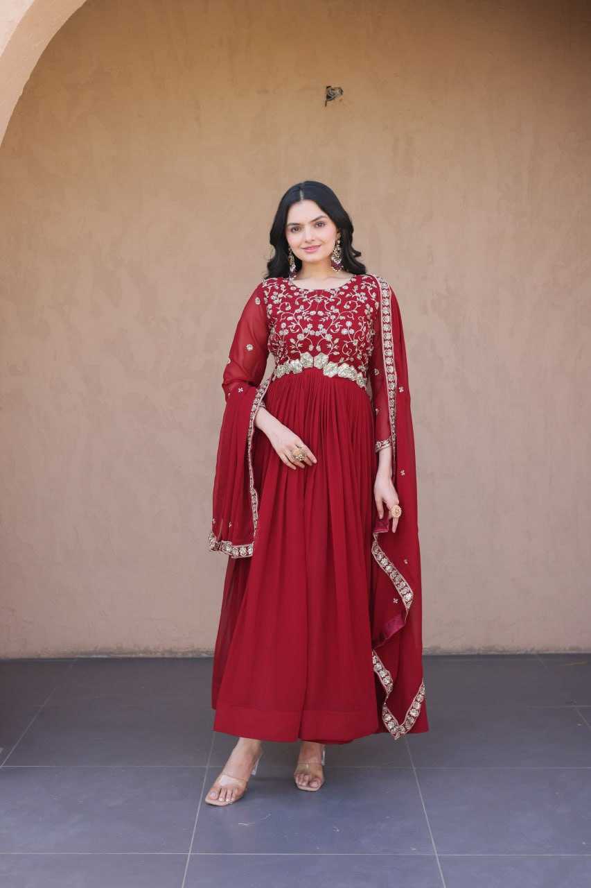 Faux Blooming Embroidery Gown