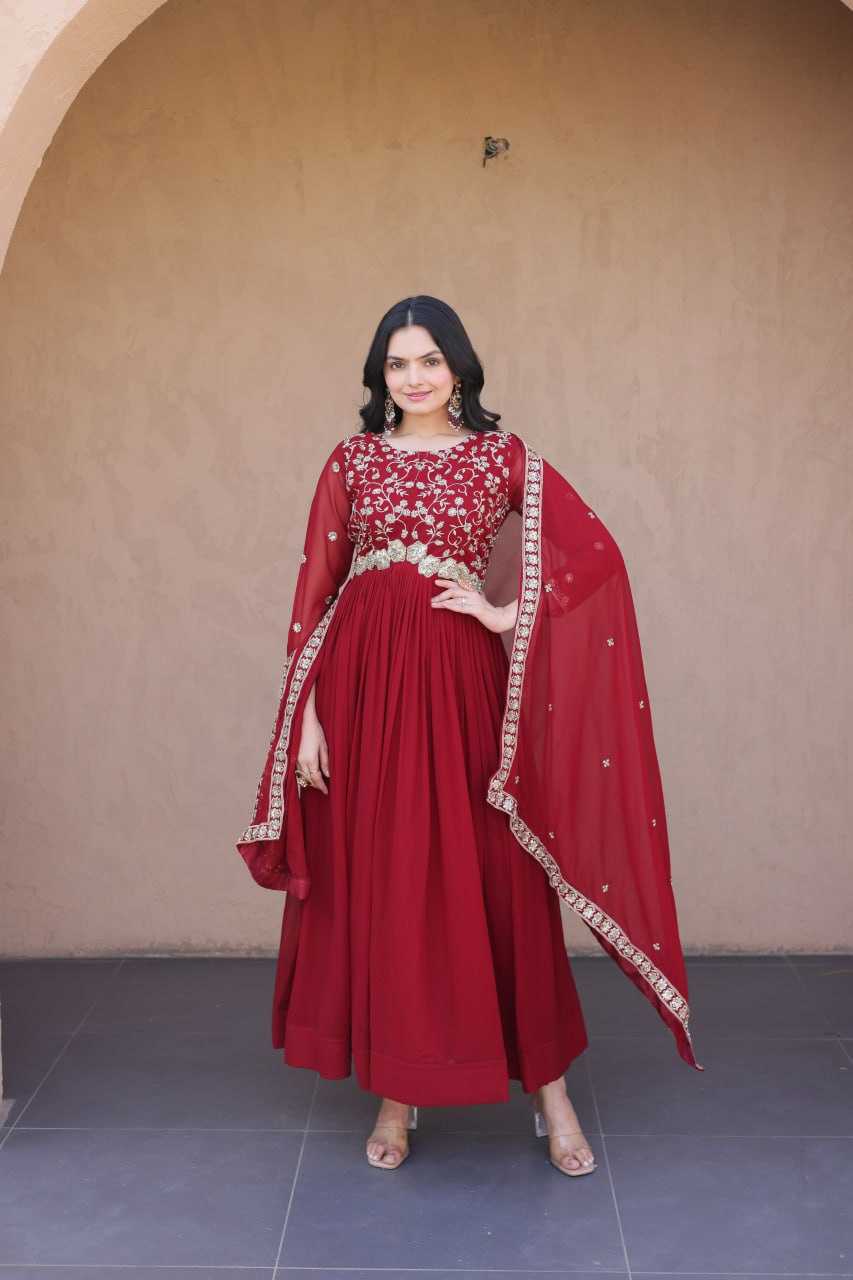 Faux Blooming Embroidery Gown