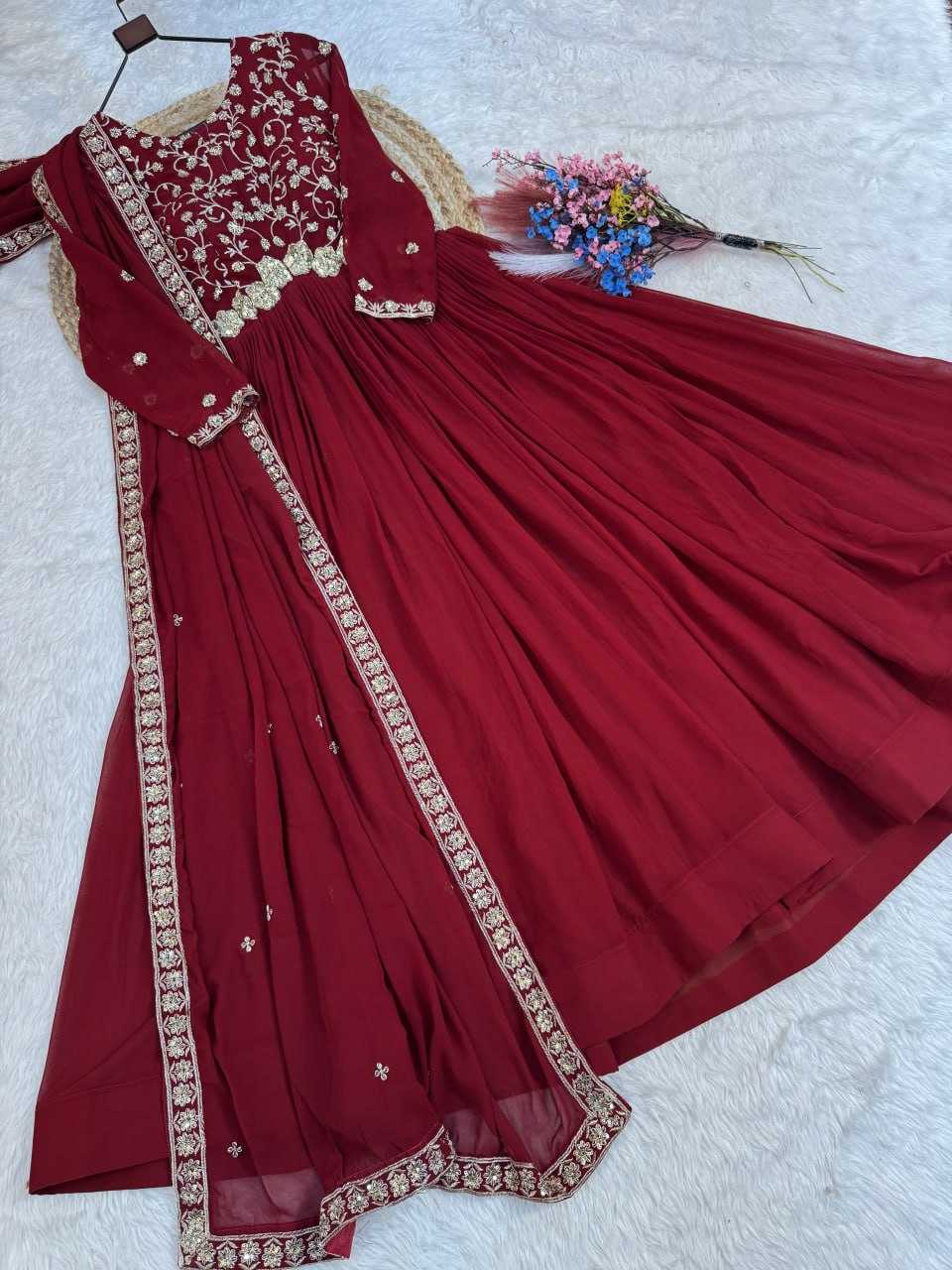 Faux Blooming Embroidery Gown