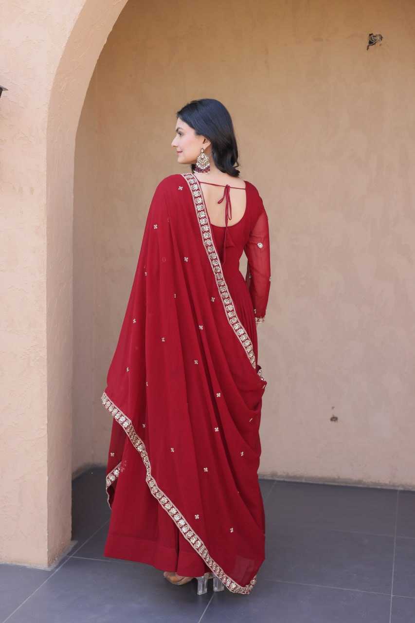 Faux Blooming Embroidery Gown
