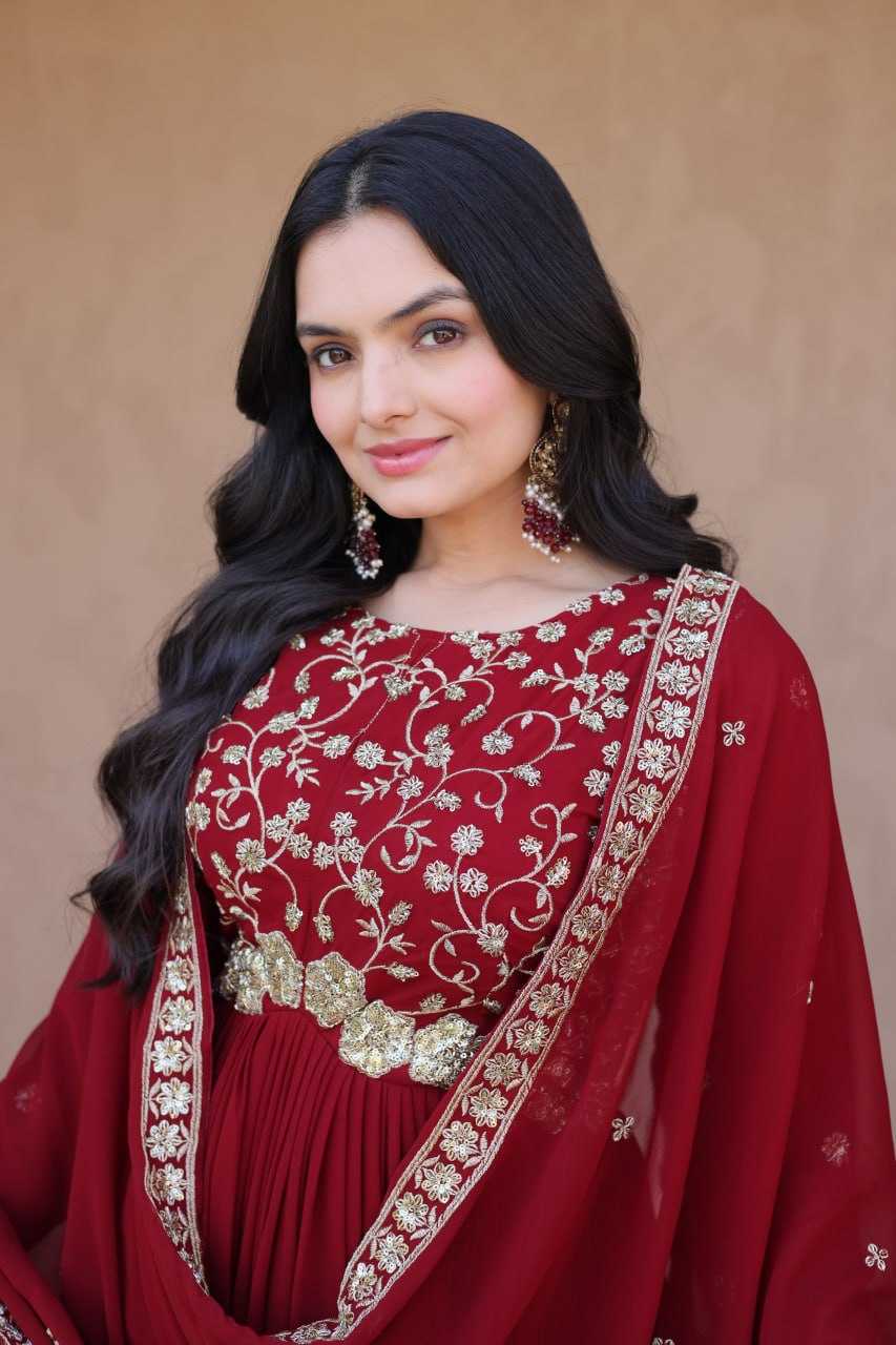 Faux Blooming Embroidery Gown