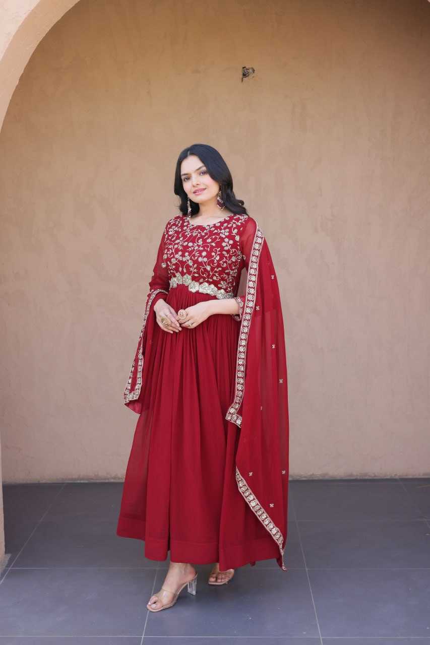 Faux Blooming Embroidery Gown