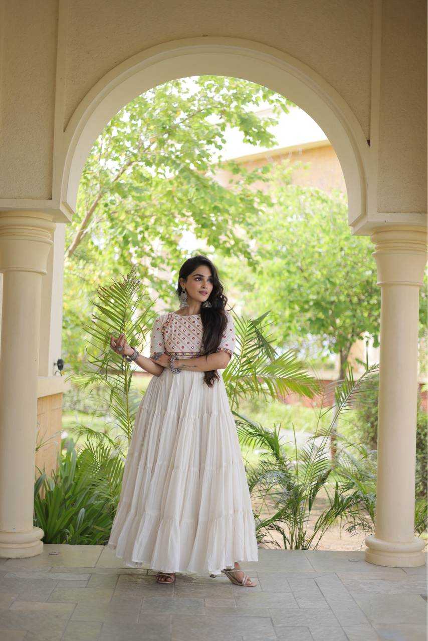 Cotton Fancy Gown in White