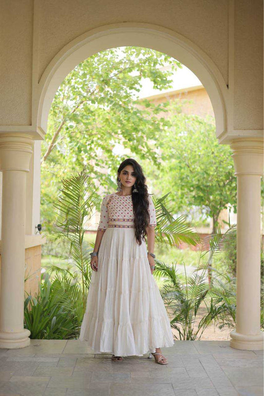 Cotton Fancy Gown in White