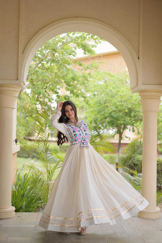 Cotton Fancy Gown in Off White