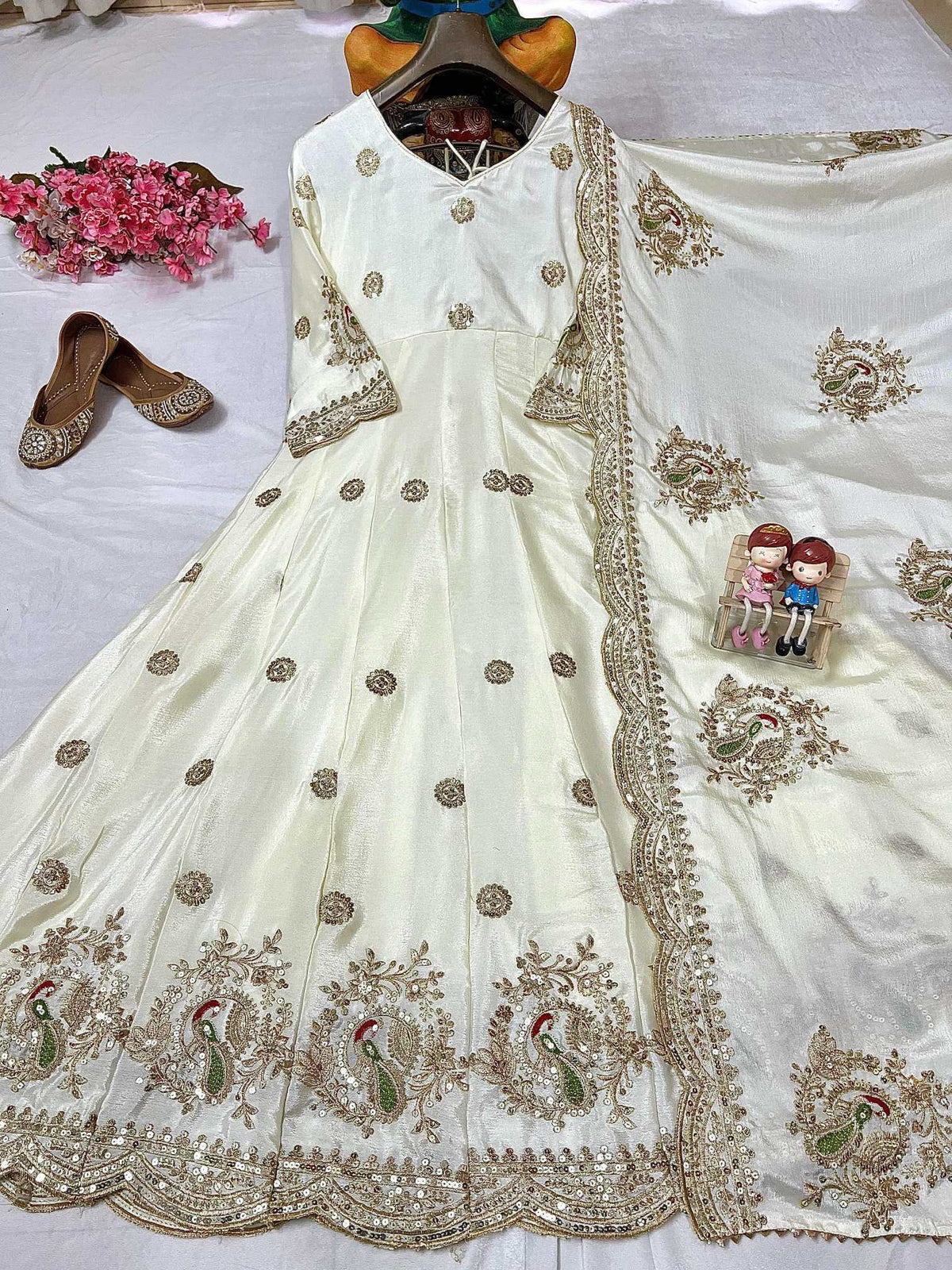 Chinon Silk Embroidery Gown 1394