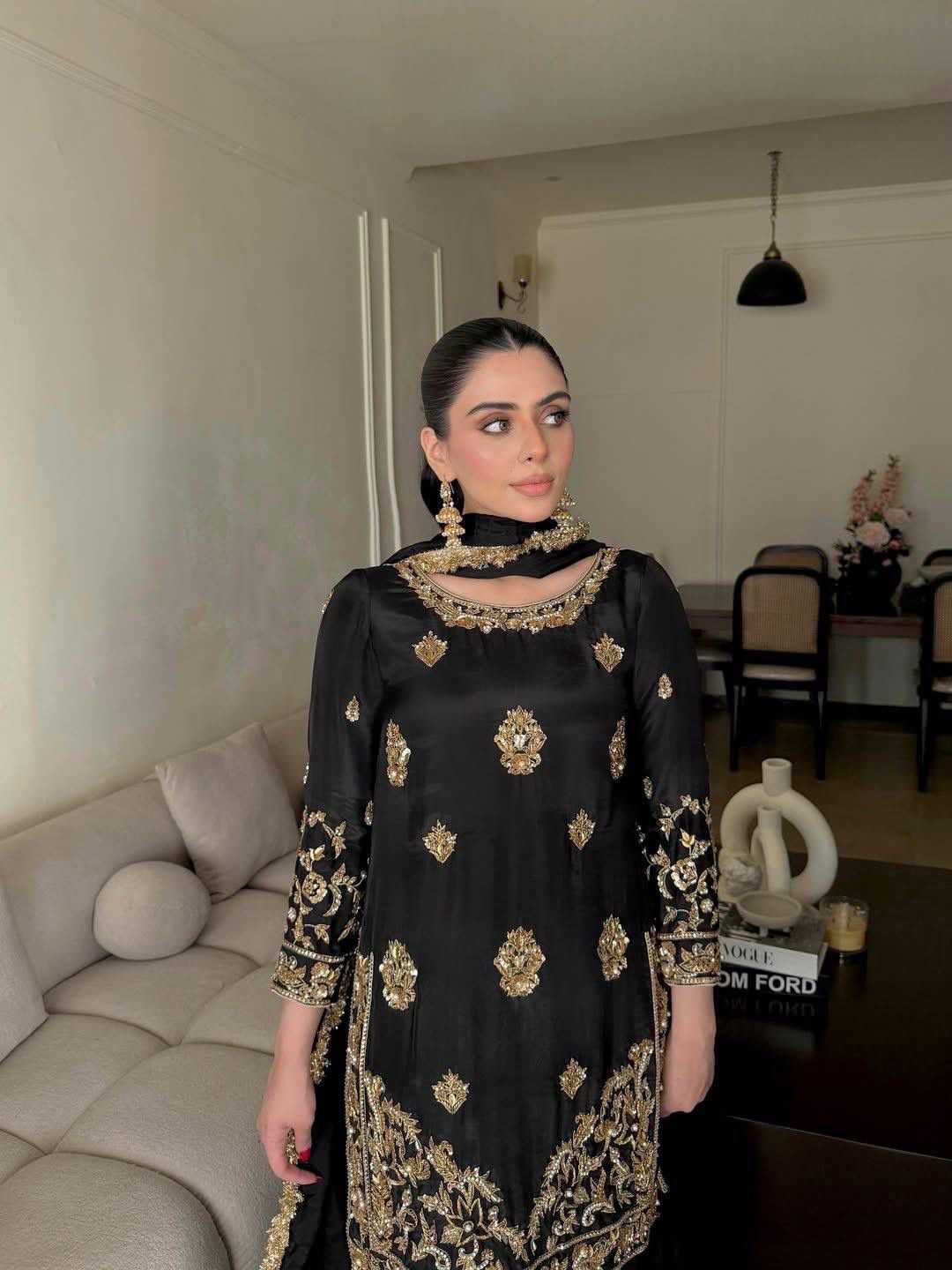Chinon Silk Sharara Salwar Suit
