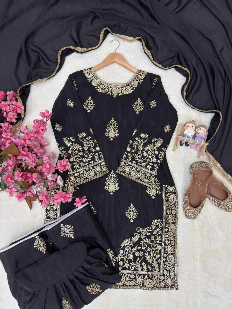 Chinon Silk Sharara Salwar Suit