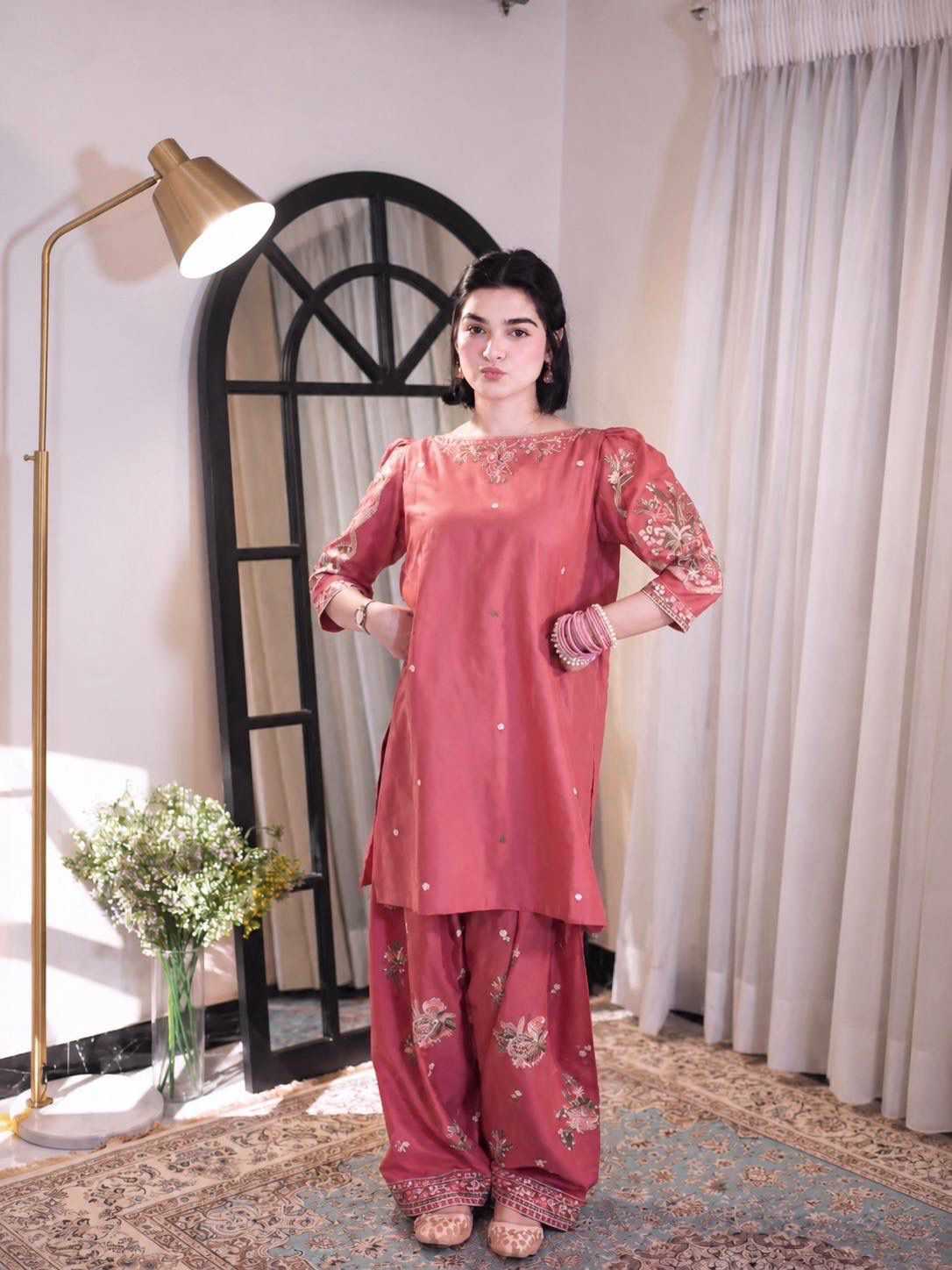 Heavy Roman Silk Embroidery Suit