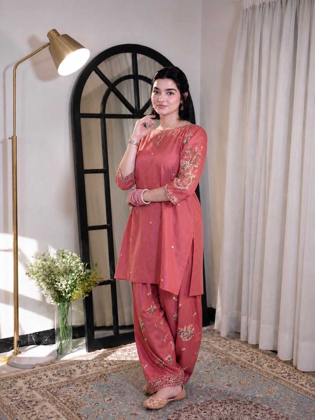 Heavy Roman Silk Embroidery Suit