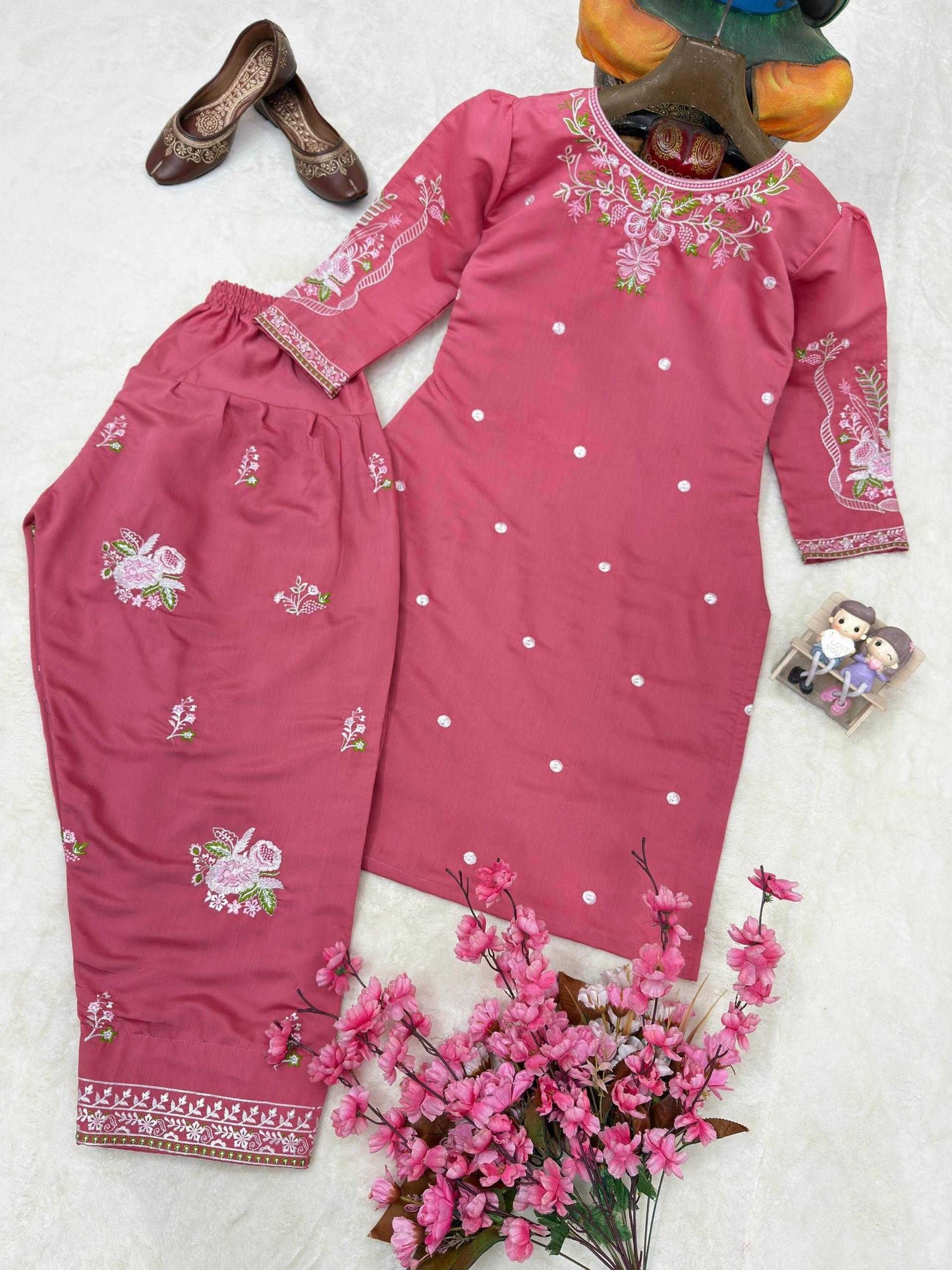 Heavy Roman Silk Embroidery Suit