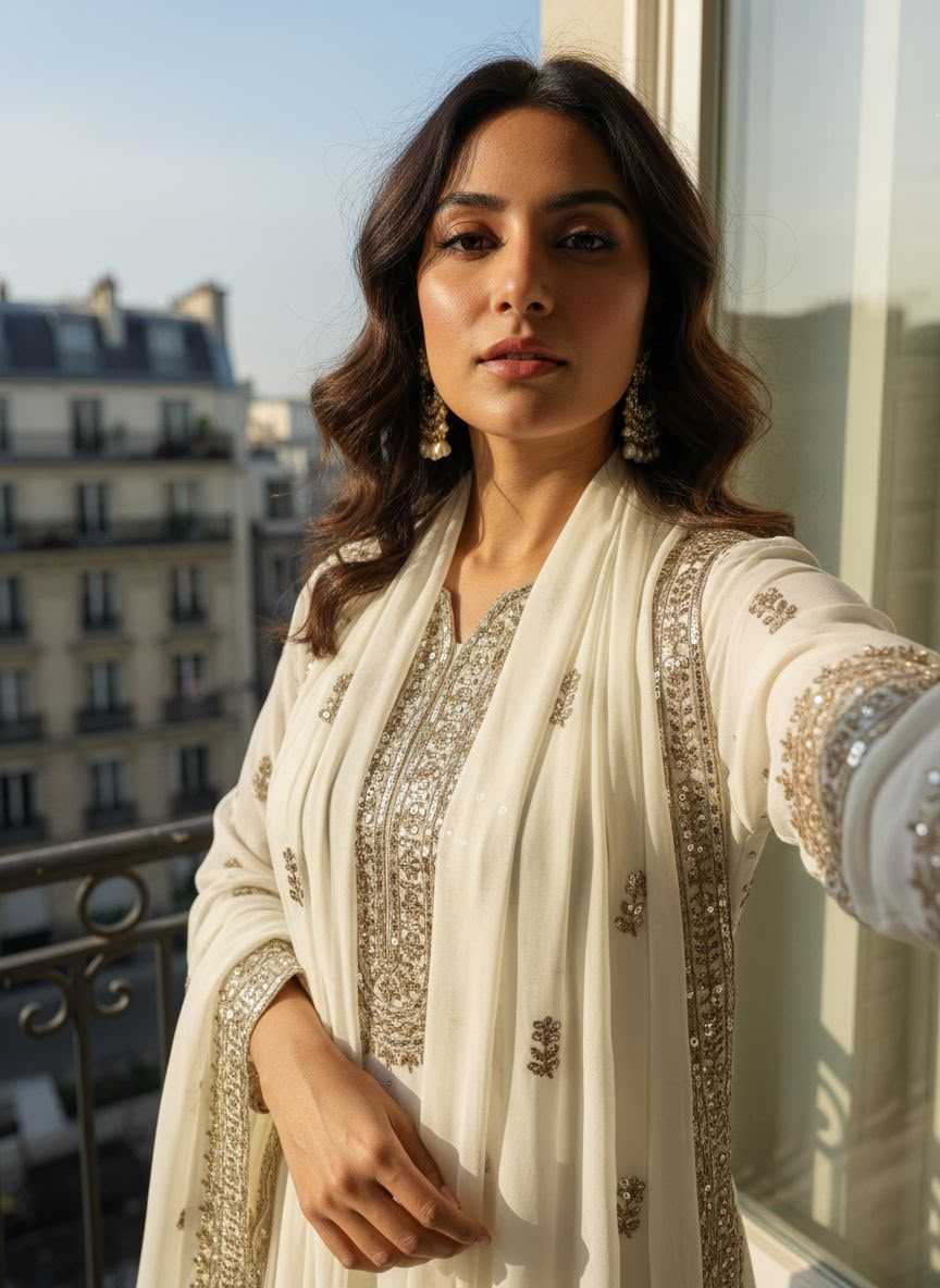 Faux Georgette Embroidery Suit