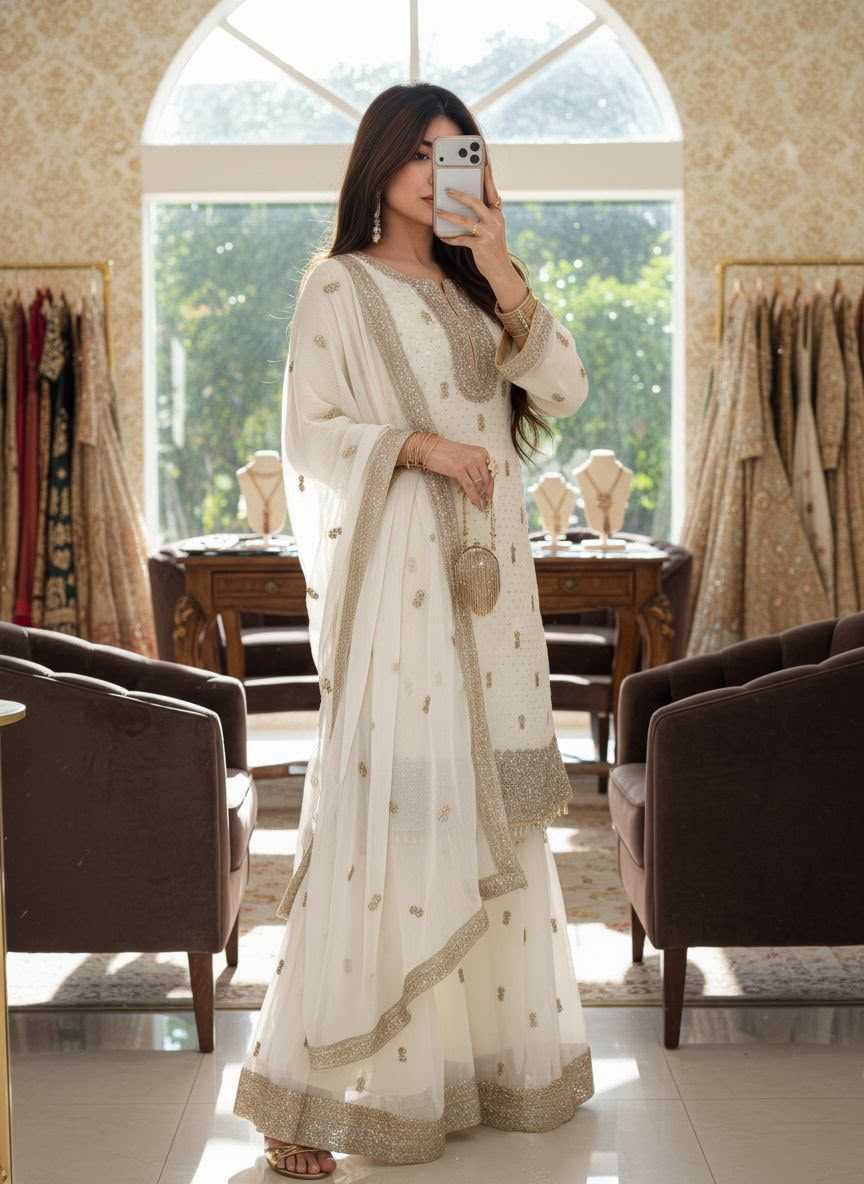 Faux Georgette Embroidery Suit